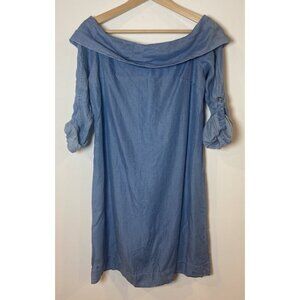 NWT Pilcro Letterpress Anthropologie Dress Denim Off Shoulder Blue Size 4 New